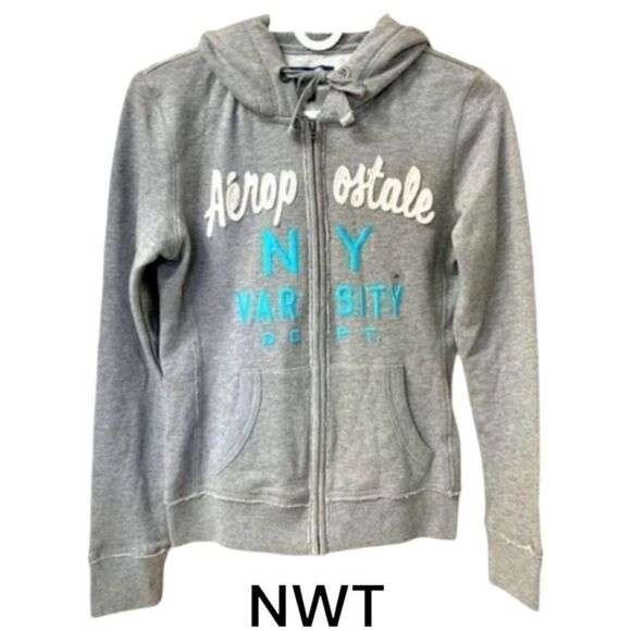  Aeropostale NEW Womens Gray Full Zip- Up  Hooded Jacket Size XS - Picture 1 of 9
